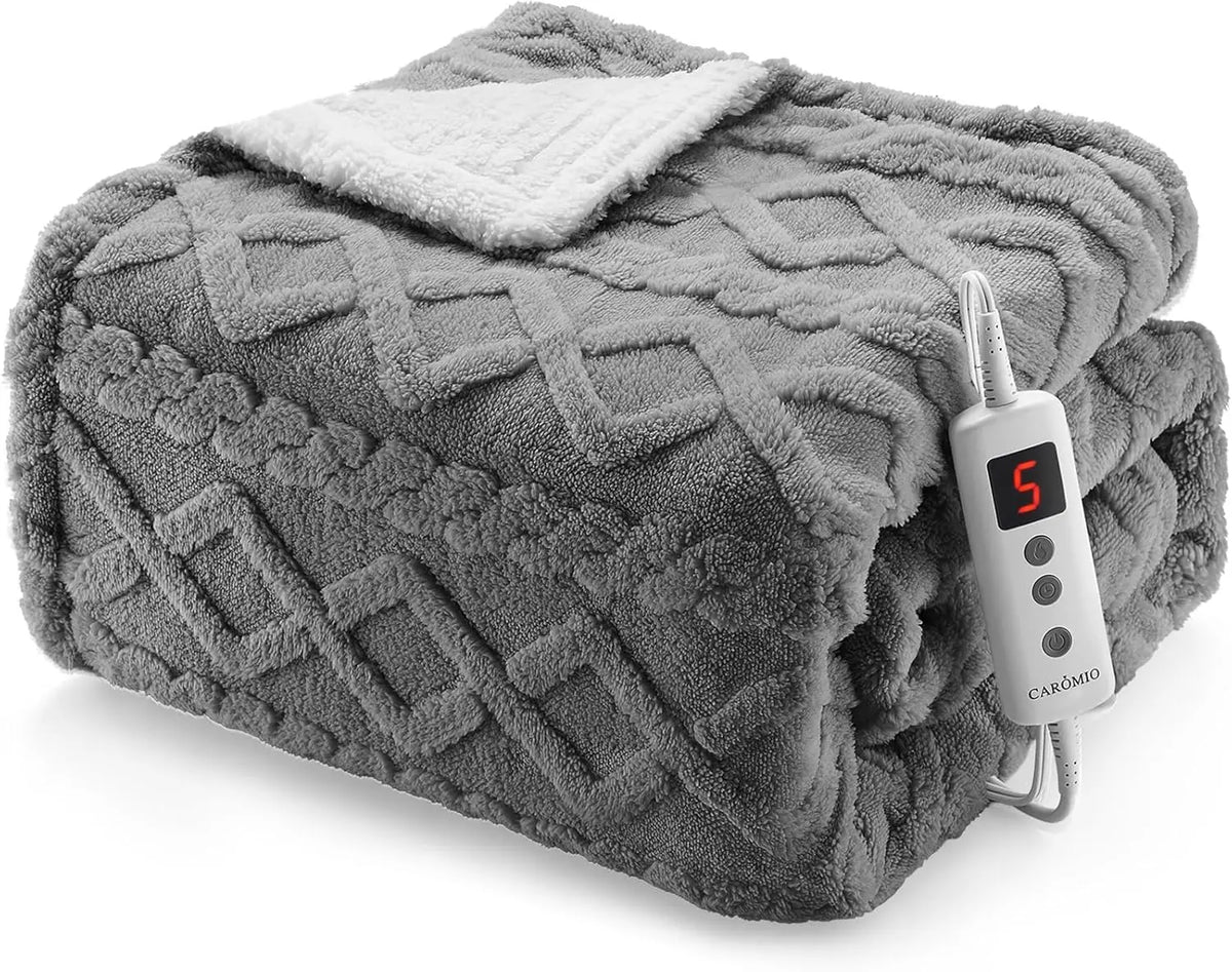 Heated Blanket Electric Blanket Thick Tufted Sherpa Electric Blanket Throw 10 Heating Levels and 10 Time Settings ETL Certified Machine Washable Fast Heating Blanket Throw 50X60inch