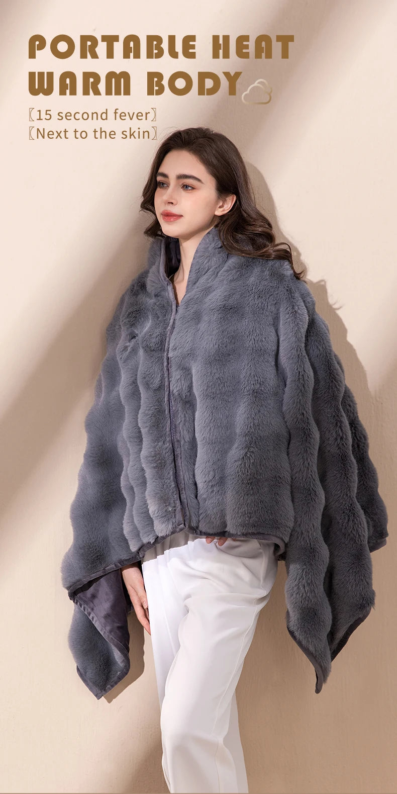 Portable Electric Blanket Usb Shawl Blanket with Double-layer Flannel ...