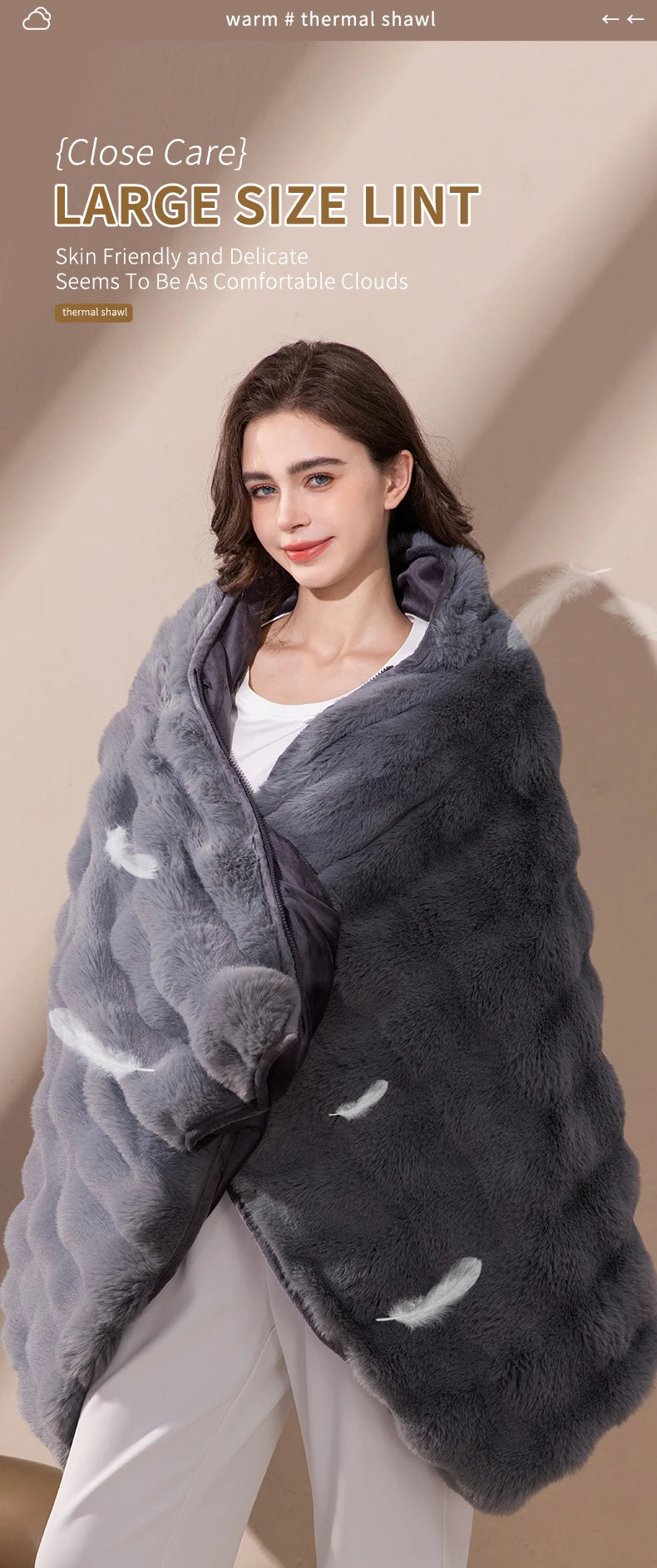 Portable Electric Blanket Usb Shawl Blanket with Double-layer Flannel ...