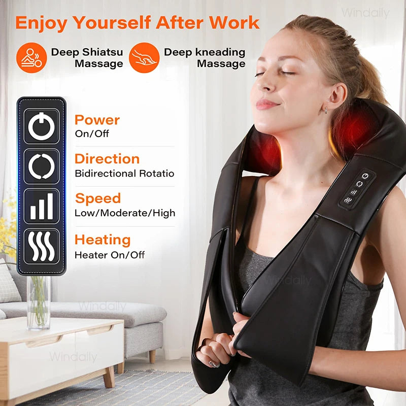 4D Shiatsu Neck and Shoulder Massager With Heat