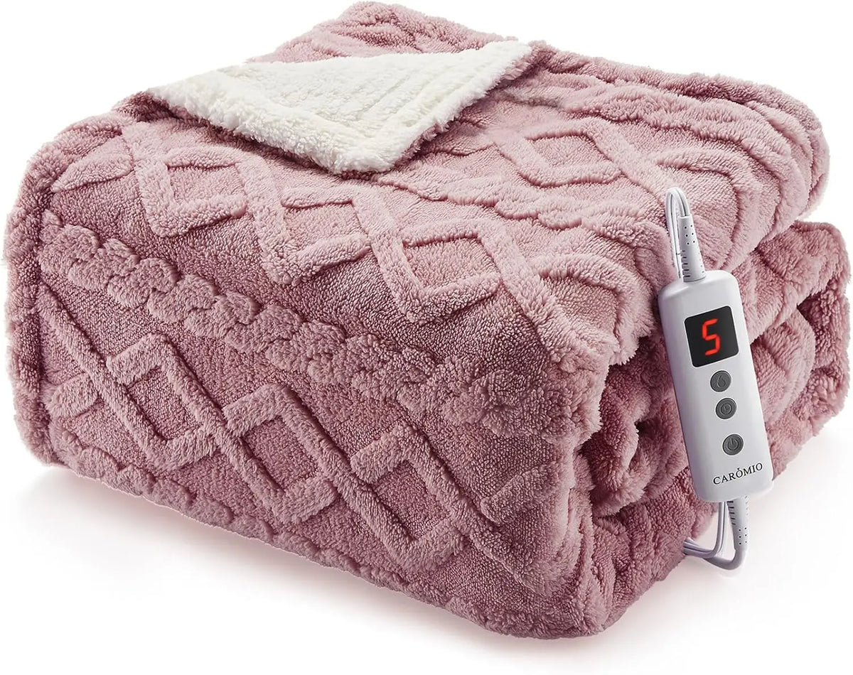 Heated Blanket Electric Blanket Thick Tufted Sherpa Electric Blanket Throw 10 Heating Levels and 10 Time Settings ETL Certified Machine Washable Fast Heating Blanket Throw 50X60inch