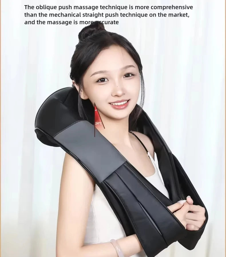 Multifunction Electric U-Shaped Neck Massager Shawl with 4 Buttons Shiatsu Kneading Heating Fatigue Relief Best Gift for Parents