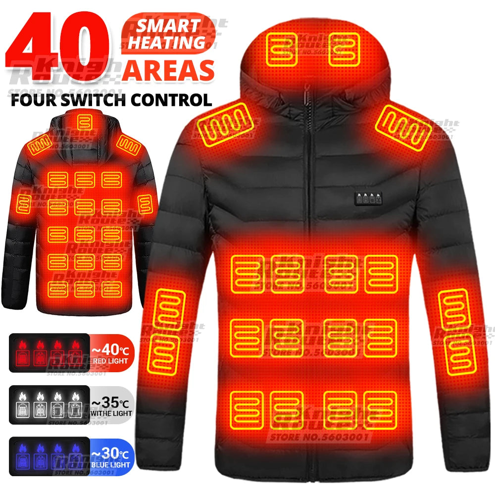 40 Areas Heated Jacket Winter Men's Women's Motorcycle Jacket USB Electric Heating Jacket Heated Vest Moto Thermal Clothing Coat