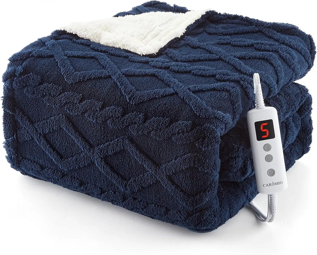 Heated Blanket Electric Blanket Thick Tufted Sherpa Electric Blanket Throw 10 Heating Levels and 10 Time Settings ETL Certified Machine Washable Fast Heating Blanket Throw 50X60inch