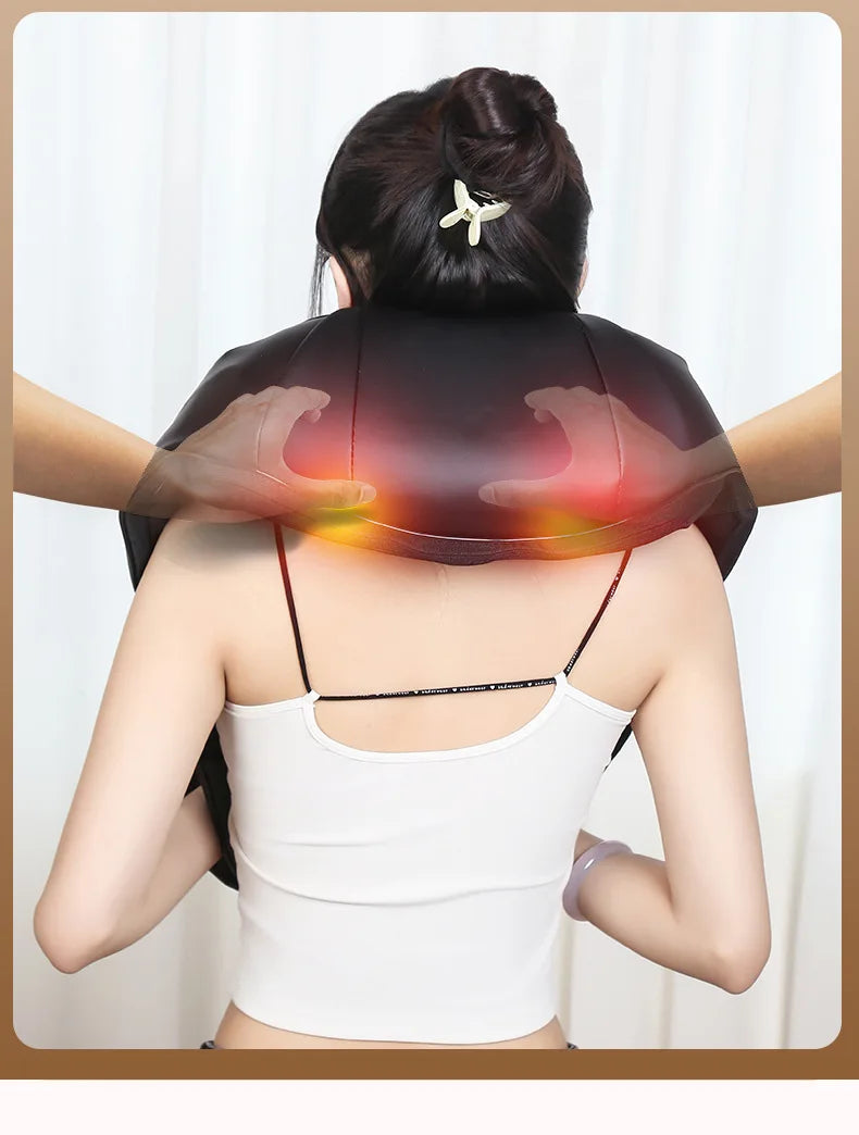 Multifunction Electric U-Shaped Neck Massager Shawl with 4 Buttons Shiatsu Kneading Heating Fatigue Relief Best Gift for Parents