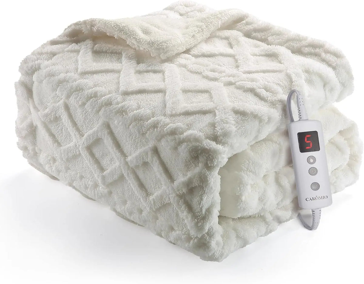 Heated Blanket Electric Blanket Thick Tufted Sherpa Electric Blanket Throw 10 Heating Levels and 10 Time Settings ETL Certified Machine Washable Fast Heating Blanket Throw 50X60inch