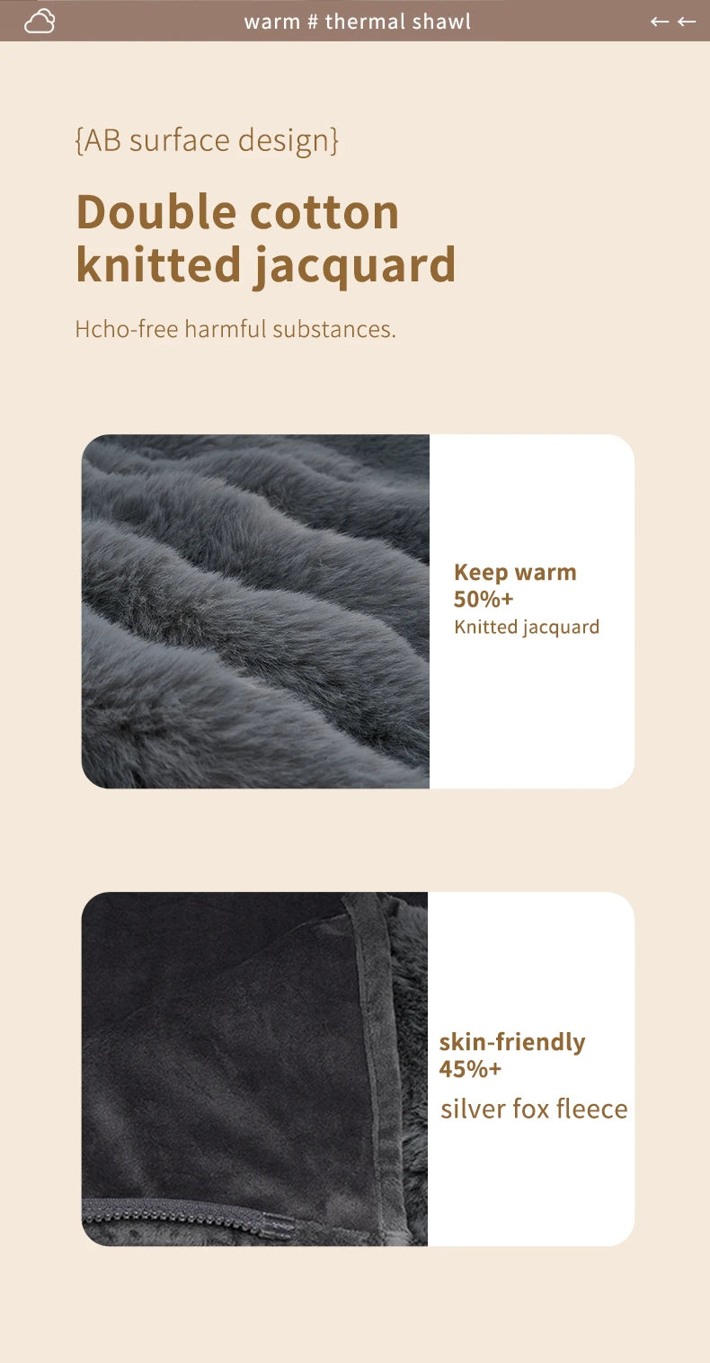 Portable Electric Blanket Usb Shawl Blanket with Double-layer Flannel ...