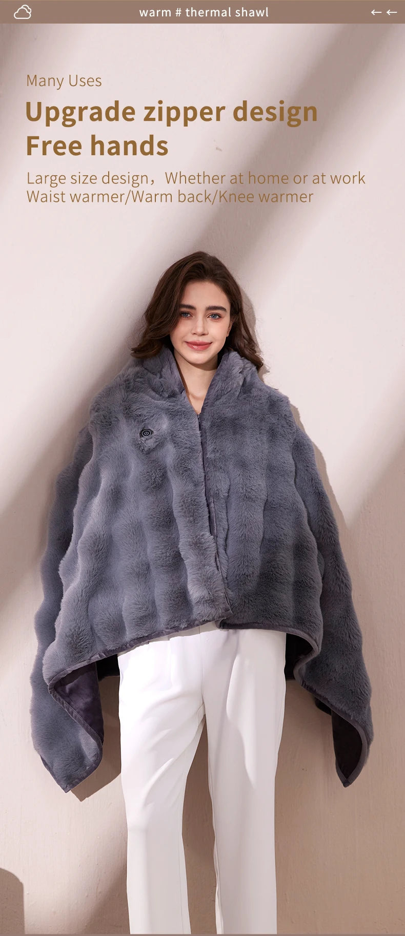 Portable Electric Blanket Usb Shawl Blanket with Double-layer Flannel ...