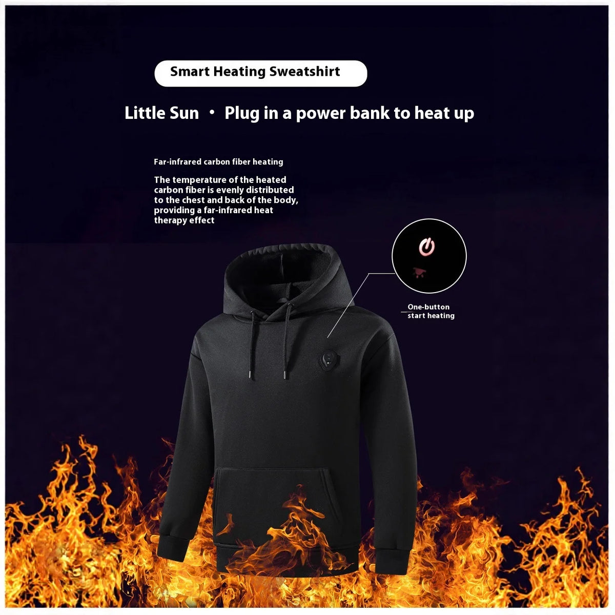 New Winter Smart Five Zone Heating Hooded Sweatshirt Loose Casual Comfortable Warm Fit For Men And Women Electric Heating
