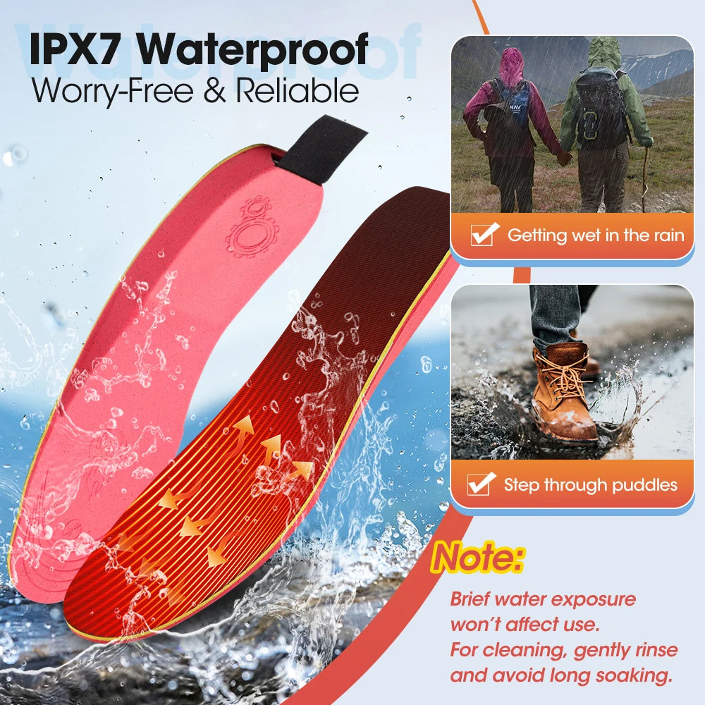 Heated Shoe Insoles Rechargeable App Control, 3000mAh 16H, 104-140°F Water-Resistant Heated Foot Warmer Shoe Inserts for Ski, Work, Hunting