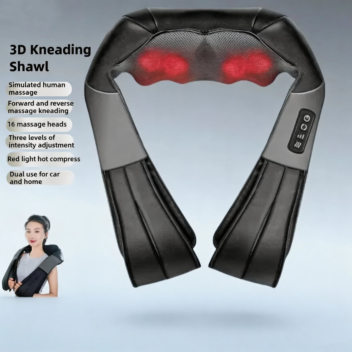 Multifunction Electric U-Shaped Neck Massager Shawl with 4 Buttons Shiatsu Kneading Heating Fatigue Relief Best Gift for Parents