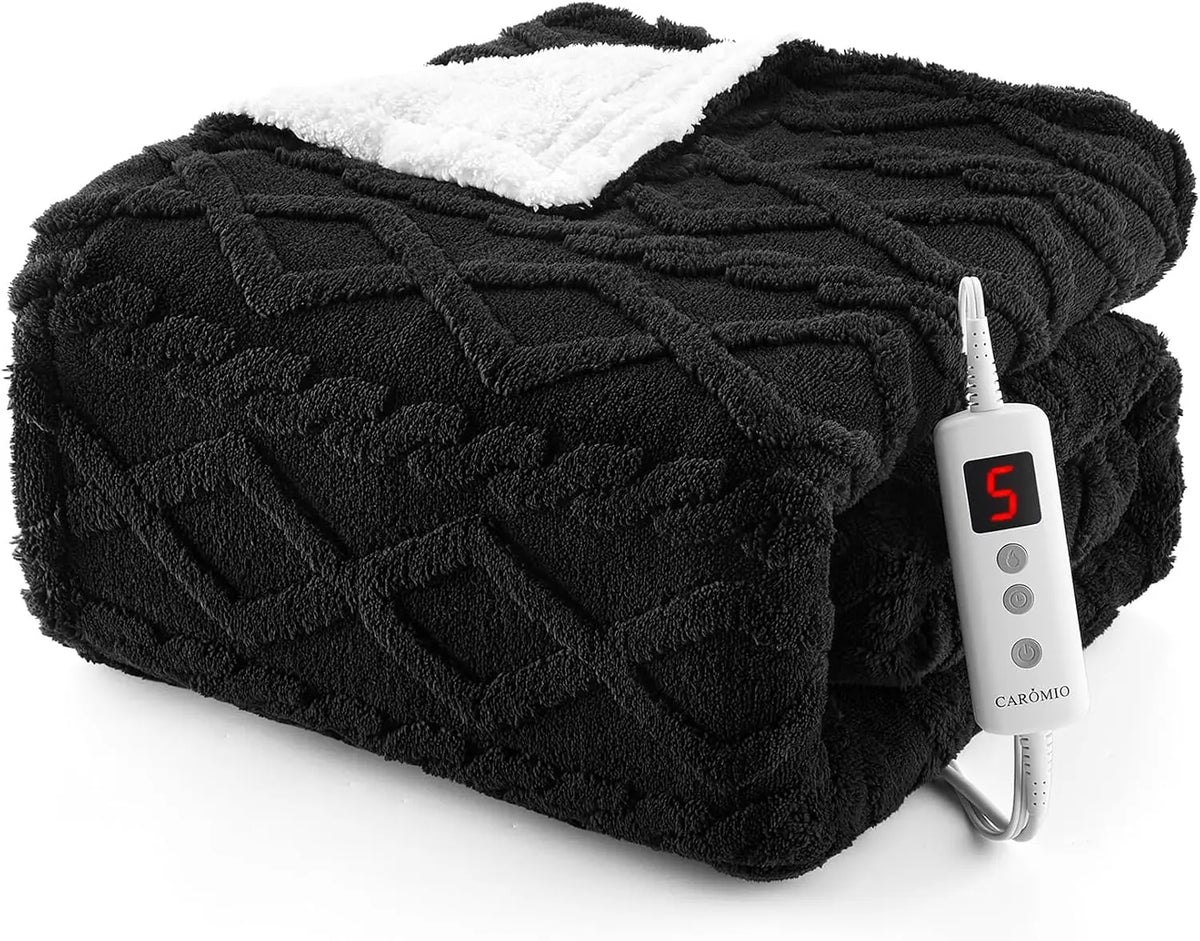Heated Blanket Electric Blanket Thick Tufted Sherpa Electric Blanket Throw 10 Heating Levels and 10 Time Settings ETL Certified Machine Washable Fast Heating Blanket Throw 50X60inch