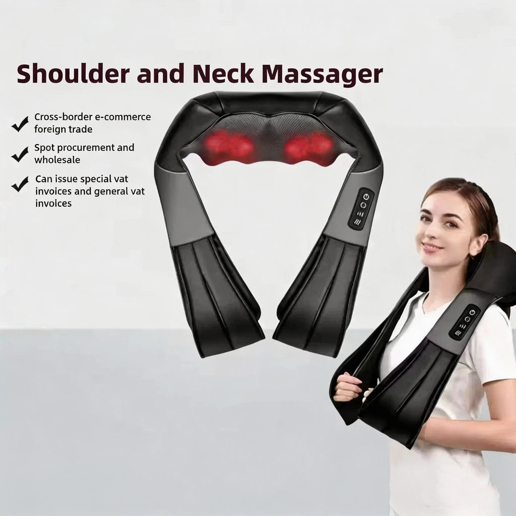 Multifunction Electric U-Shaped Neck Massager Shawl with 4 Buttons Shiatsu Kneading Heating Fatigue Relief Best Gift for Parents