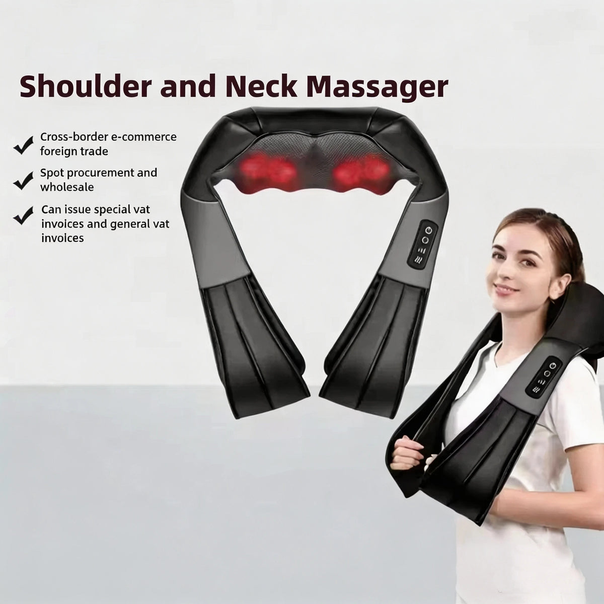 Multifunction Electric U-Shaped Neck Massager Shawl with 4 Buttons Shiatsu Kneading Heating Fatigue Relief Best Gift for Parents