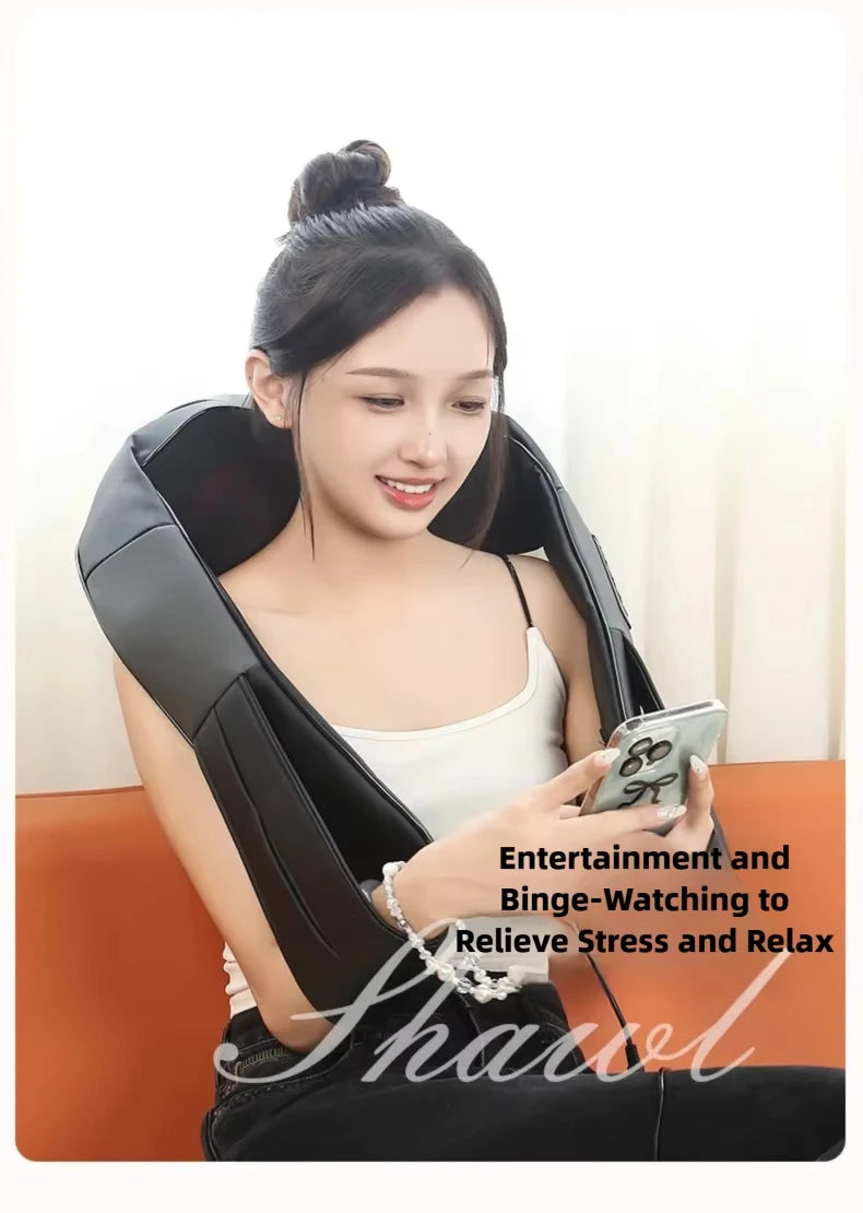 Multifunction Electric U-Shaped Neck Massager Shawl with 4 Buttons Shiatsu Kneading Heating Fatigue Relief Best Gift for Parents