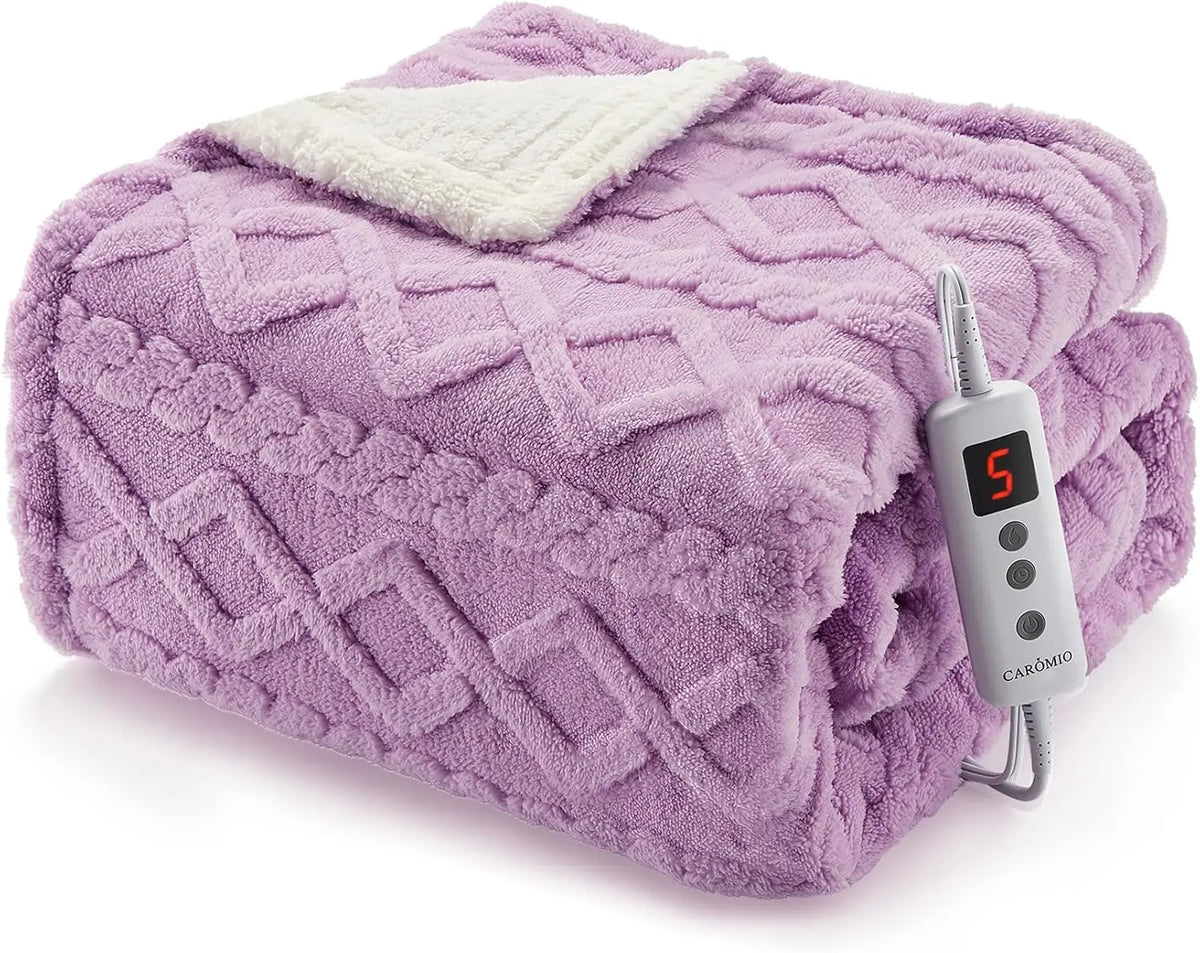 Heated Blanket Electric Blanket Thick Tufted Sherpa Electric Blanket Throw 10 Heating Levels and 10 Time Settings ETL Certified Machine Washable Fast Heating Blanket Throw 50X60inch