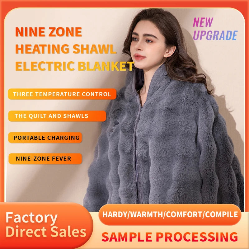 Portable Electric Blanket Usb Shawl Blanket with Double-layer Flannel Portable Electric Throw with 3 Temperature Wearable