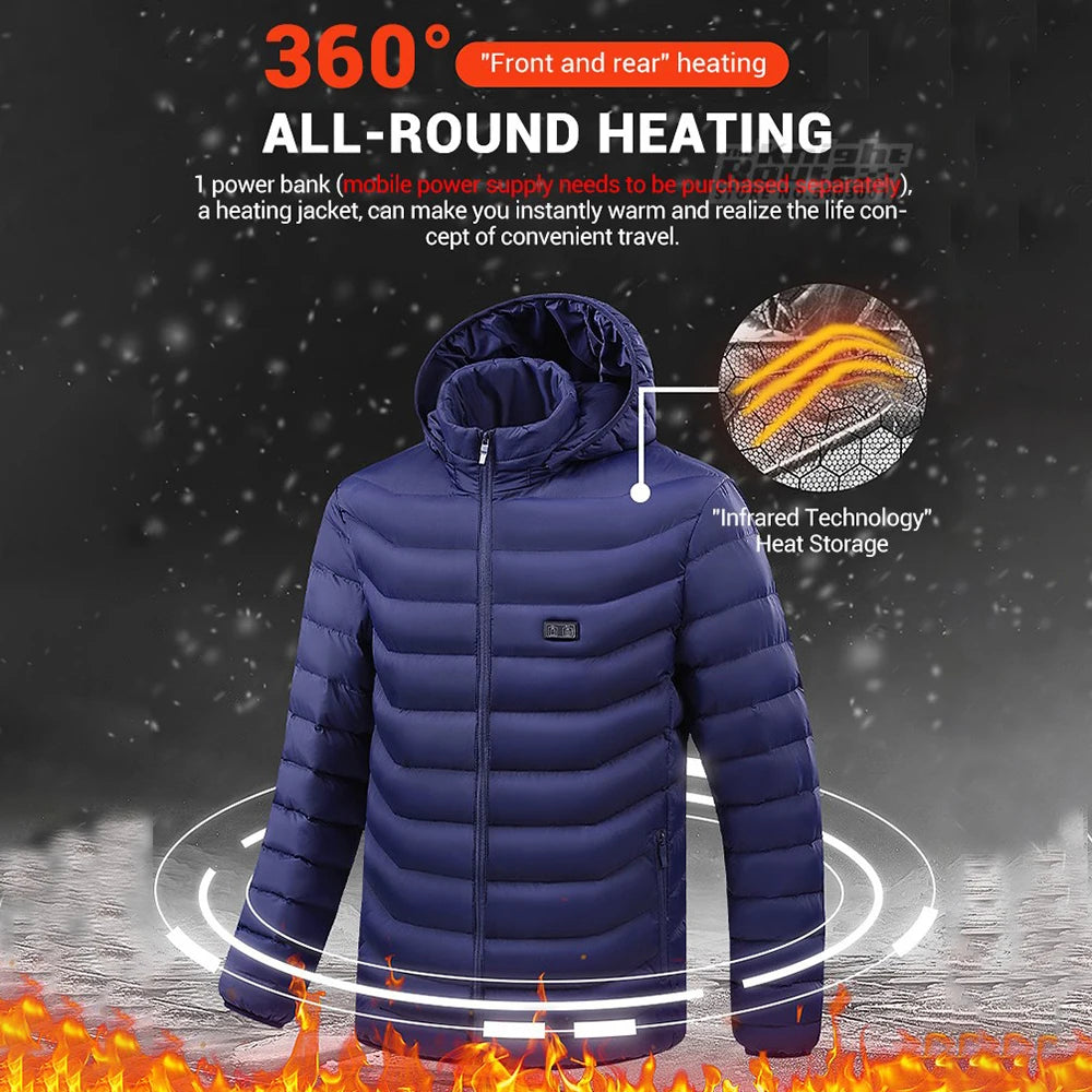 40 Areas Heated Jacket Winter Men's Women's Motorcycle Jacket USB Electric Heating Jacket Heated Vest Moto Thermal Clothing Coat