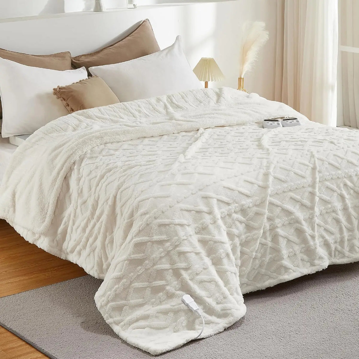 Heated Blanket Electric Blanket Thick Tufted Sherpa Electric Blanket Throw 10 Heating Levels and 10 Time Settings ETL Certified Machine Washable Fast Heating Blanket Throw 50X60inch