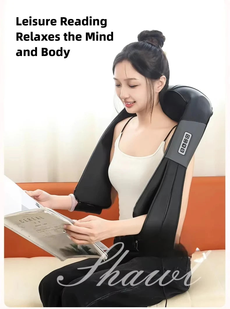 Multifunction Electric U-Shaped Neck Massager Shawl with 4 Buttons Shiatsu Kneading Heating Fatigue Relief Best Gift for Parents
