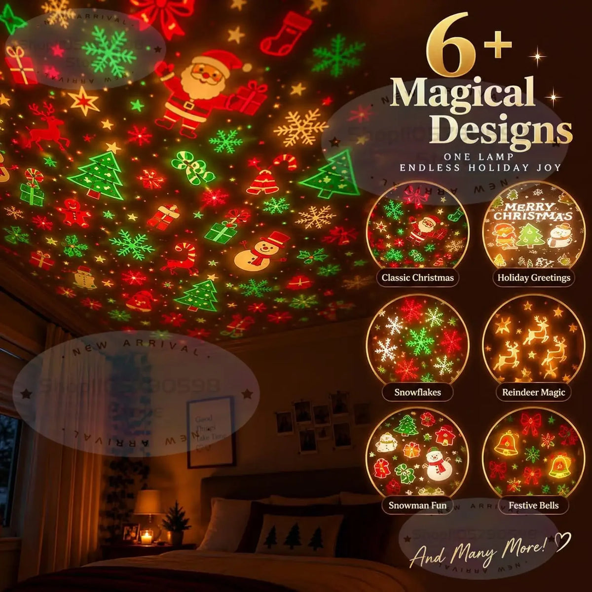 New Christmas Light Projector Easy To Connect USB Powered Christmas Night Light Includes 6 or More Festival Modes