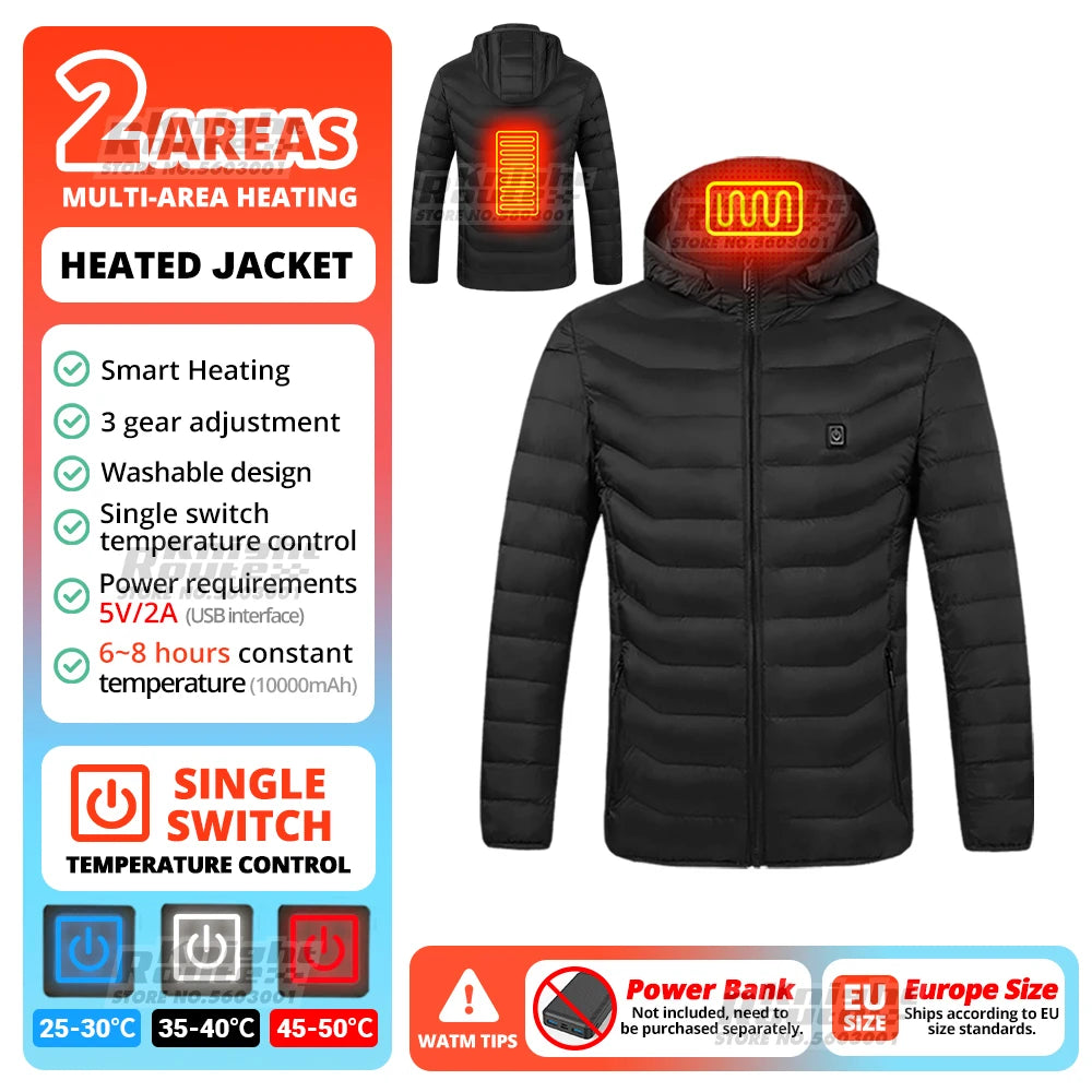 40 Areas Heated Jacket Winter Men's Women's Motorcycle Jacket USB Electric Heating Jacket Heated Vest Moto Thermal Clothing Coat