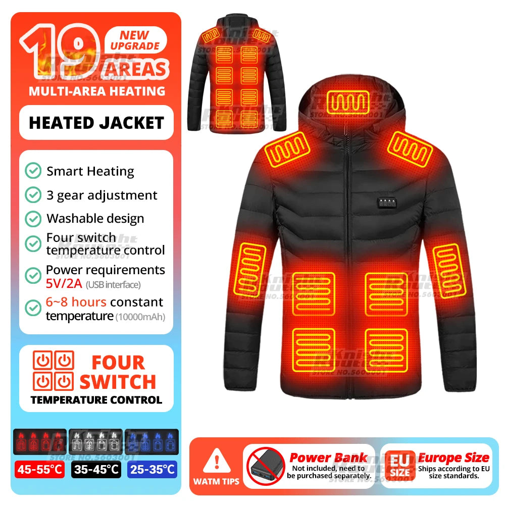 40 Areas Heated Jacket Winter Men's Women's Motorcycle Jacket USB Electric Heating Jacket Heated Vest Moto Thermal Clothing Coat
