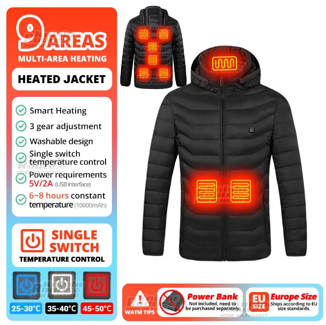 40 Areas Heated Jacket Winter Men's Women's Motorcycle Jacket USB Electric Heating Jacket Heated Vest Moto Thermal Clothing Coat